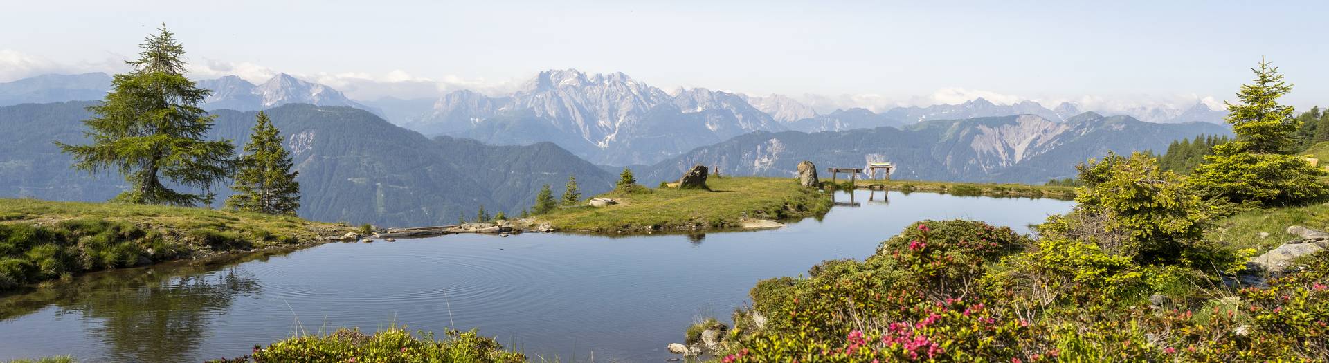 <p>Wenn nach dem Winter der&nbsp;Bergfrühling&nbsp;ins Land zieht, erstrahlen die Almen in Kärnten in bunter Pracht! Strahlender Sonnenschein und einmalige Ausblicke auf Kärntens Bergkulisse und den malerisch gelegenen Knappensee inklusive. Berglust macht sich breit.</p>