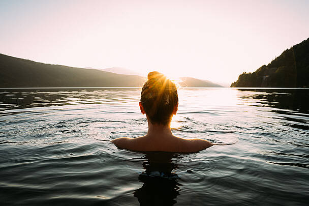 Abendsonne im Seebad im Romantik SPA Hotel Seefischer am Millstätter