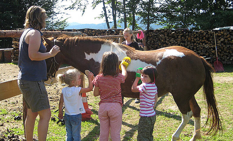 Urlaubsbauernhof Wabnig Kinder mit Pony