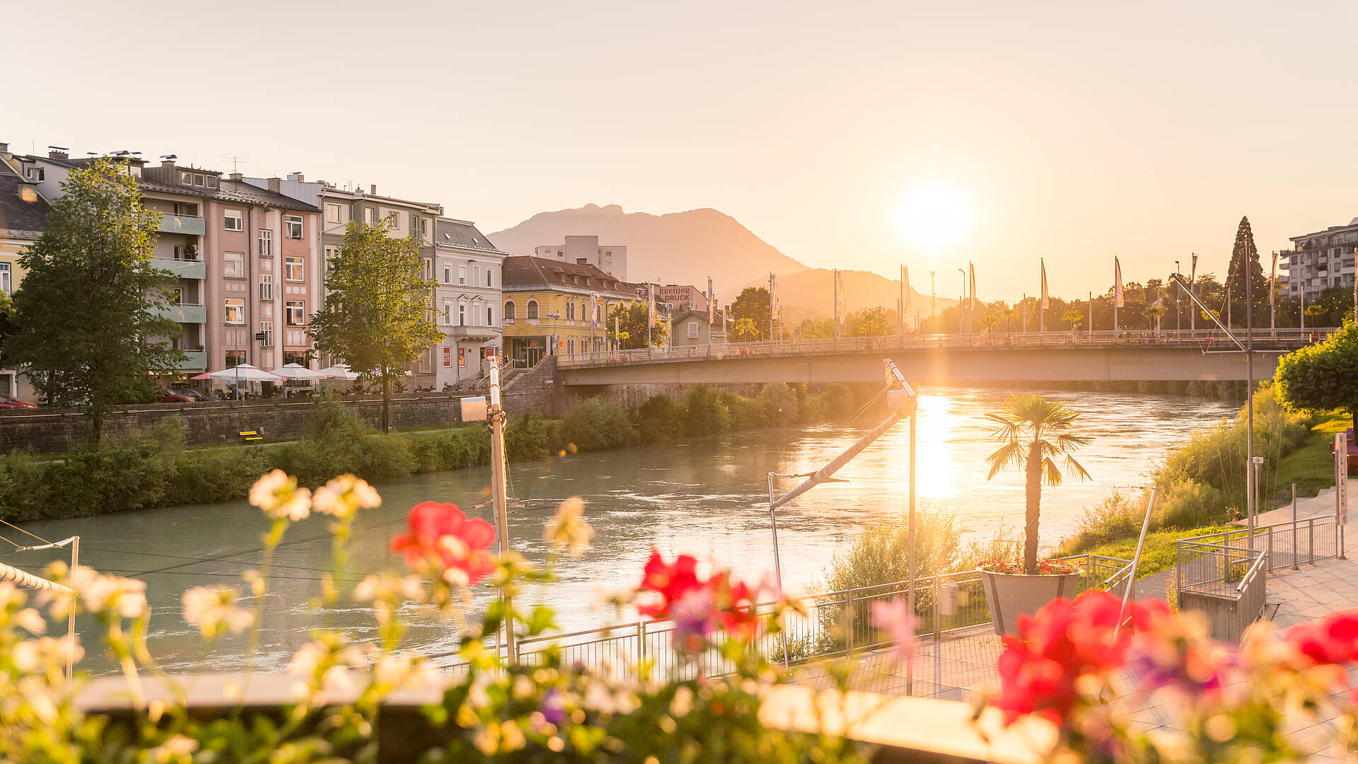 Villach Stadt Sonnenuntergang 