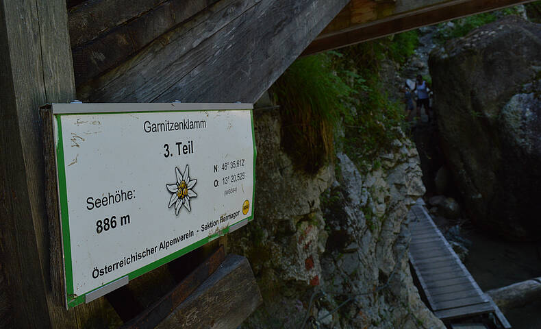 Garnitzenklamm Wanderweg Beginn Teil 3 der Klamm