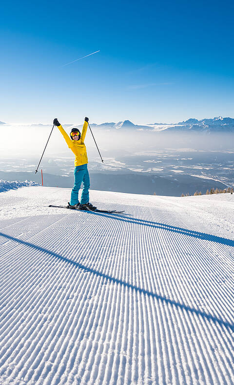 Skifahrerin in der Region Villach